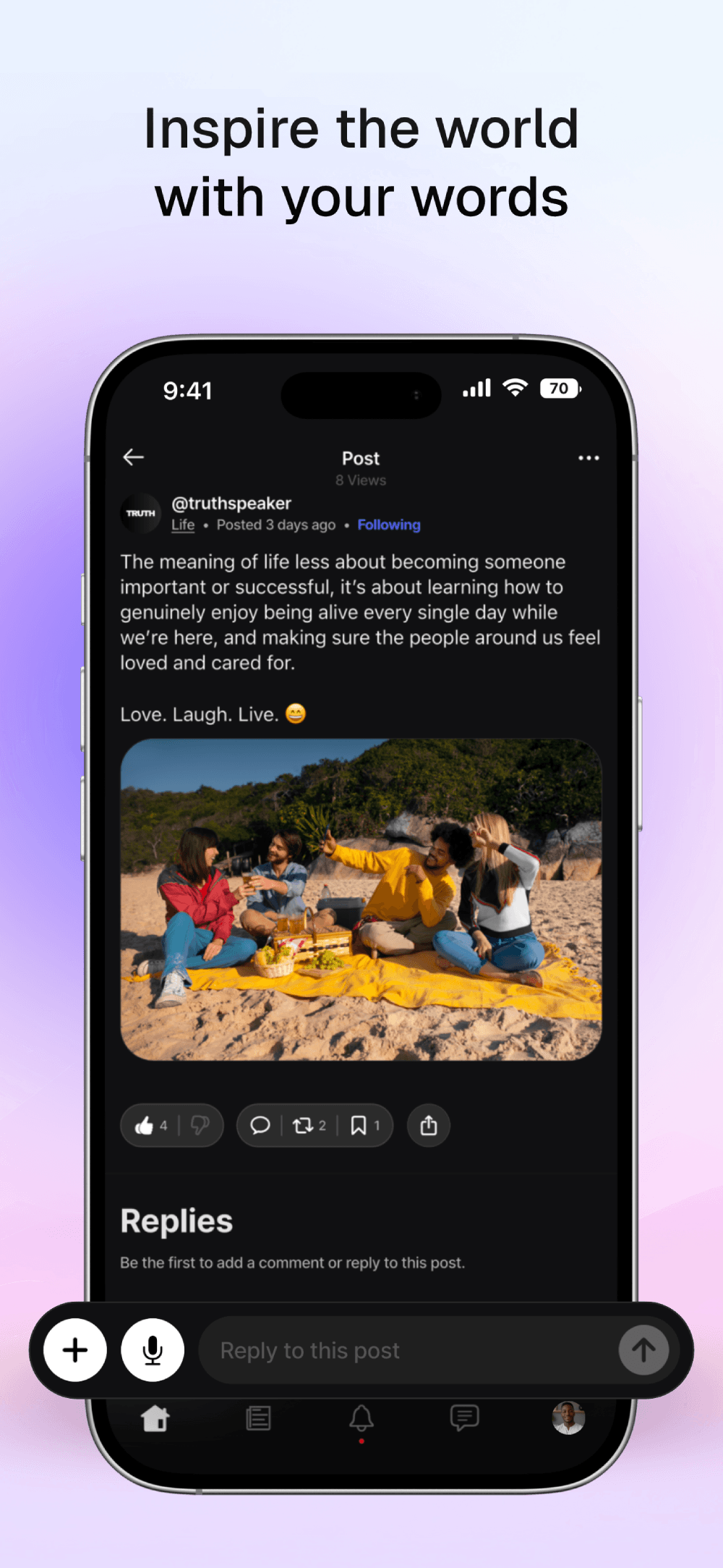 Centrrl app screenshot — chronological feed